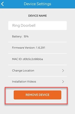 remove ring doorbell devices