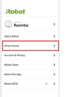 smart home in roomba app